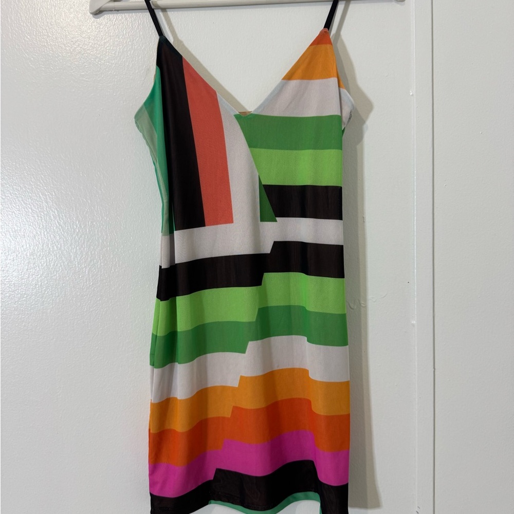 AFRM Black and White Sleeveless Mini Slip Dress